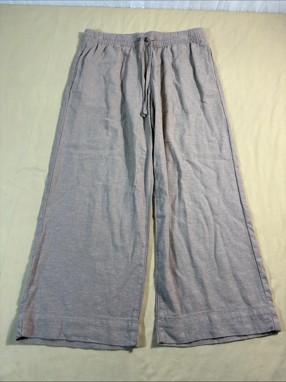 NWT Sonoma Goods For Life Khaki Linen Blend Straight Leg Pants Size PM Petite